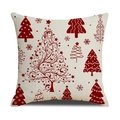 Linen Christmas pillowcase with red festive tree and snowflake patterns on beige fabric - Beige With Red Tree & Snowman Style (YMX86-8)