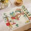 Set de table en lin avec motif bonhomme de neige pour décoration de table de Noël - Style Bonhomme de Neige Boîte aux Lettres (CDX1-1)