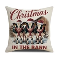 Weihnachtliche Kissenhülle mit Kuhmotiv und In The Barn Text für die Feiertagsdeko - Kuh in der Scheune Stil (IN THE BARN)