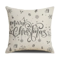 Linen Christmas pillowcase with grey reindeer and snowflake print for festive home decor - Beige With Gray Christmas Elements Style (YMX86-13)