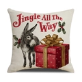 Weihnachtskissenbezug mit Cartoon-Esel und Jingle All The Way-Schriftzug - Esel Stil (Jingle All The Way)