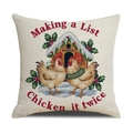 Feiertags-Kissenbezug mit festlichem Hühnermotiv und Weihnachts-Grußtext - Hühner Stil (Making a List Chicken it twice)