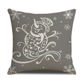 Grey linen Christmas pillow case with cream snowman and snowflake pattern for decor - Gray With White Snowman & Snowflake Style (YMX86-15)