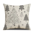 Linen Christmas pillow case with gray geometric reindeer and snowflake print - Beige With Gray Trees & Snowflake Style (YMX86-16)