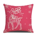 Christmas red linen pillow cover featuring a beige reindeer and white snowflake pattern - Red With Beige Reindeer & Snowflake Style (YMX86-19)