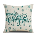 Linen Christmas pillowcase with Merry Christmas text and festive reindeer patterns - Beige With Green Merry Christmas Text Style (YMX86-21)