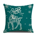 Dark green Christmas pillow case featuring white reindeer and snowflake patterns - Dark Green With White Reindeer Style (YMX86-23)
