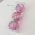 Set of 3 pink 8cm Christmas ornaments with snowflake and glitter patterns in a box - 8CM Hand-painted Matte Rose Red (Set of 3)