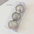 Set di 3 palline di Natale da 8cm color champagne con glitter e motivi a stella - 8CM Verde Menta Dipinto a Mano (Set da 3)