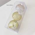 Set di tre palline di Natale da 8cm color oro champagne con perle e piume in confezione - 8CM Oro Chiaro Dipinto a Mano (Set da 3)