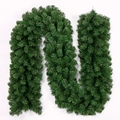 Deep green 2.7m artificial Christmas garland with dense PVC pine needles on white backdrop - Extra High Density Style