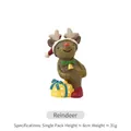 Christmas reindeer figurine with red hat and gift box, 6cm resin holiday decoration - Deer