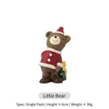 Christmas bear figurine wearing Santa suit and green gift bag, 6cm resin desktop decor - Bear