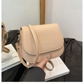 Minimalist apricot saddle crossbody bag for women with silver Fashion Trend lettering - Khaki