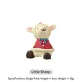 Miniature resin sheep figurine with red shirt and blue bow, 5cm Christmas decor - Lamb