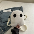 Witte corduroy crossbodytas met schattig spookgezicht en verstelbare schouderriem - Wit