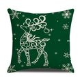 Dark green Christmas pillowcase featuring elegant white reindeer and snowflake prints - Deep Green With White Reindeer Style (YMX86-27)
