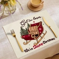 Set de table de Noël en lin avec motif de traîneau et texte festif Slaying élégant - Style Traîneau Rétro We're Slaying (CDX1-14)