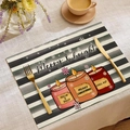 Set de table de Noël avec rayures noires et blanches, bougies et imprimé festif - Style Bougies Rayées Merry & Bright (CDX1-23)