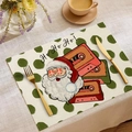 Set de table de Noël en lin avec motif Père Noël rétro et décor de table chaleureux - Style Père Noël Lunettes de Soleil Ho Ho Ho (CDX1-24)
