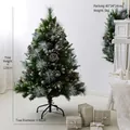 Beschneiter 120cm Weihnachtsbaum mit Kiefernzapfen, LED-Licht und Metallständer - 1,2m Beschneiter Baum Mit Zapfen