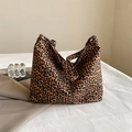 Schicker großer Shopper mit Leopardenmuster aus Canvas und Retro-Schultergurt - Braun