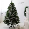 1,5m künstlicher Weihnachtsbaum mit Tannenzapfen, LED-Lichtern und Metallständer - 1,5m Beschneiter Baum Mit Zapfen