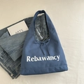 Borsa tote in tela blu con stampa Rebawancy e fiocco con coulisse per donna - Blu