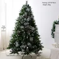 210cm beflockter Weihnachtsbaum mit Tannenzapfen und warmen LED-Lichtern für Zuhause - 2,1m Beschneiter Baum Mit Zapfen
