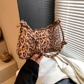 French vintage crescent shoulder bag with bold leopard print and knotted strap detail - Brown