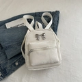 Mini sac à dos blanc avec nœud en métal argenté et texture marbrée pour femmes - Blanc