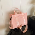 Borsa tote rosa trapuntata con motivo a rombi e ampia tracolla in tessuto variante - Rosa