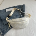 Cream white textured crescent waist bag with geometric pattern and adjustable strap - Yellow