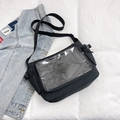 Bolso tote negro informal de nailon con ventana transparente y correa ajustable mujer - Negro