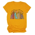 Détail de l'imprimé livre floral sur t-shirt en coton jaune moutarde avec citation - S / Jaune Moutarde (Texte Noir)