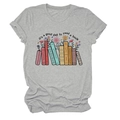 Detail view of heather grey T-shirt with 'it's a good day to read' book illustration - Light Grey (Black Text)
