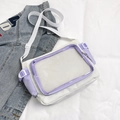 Bolso tote transparente blanco y violeta minimalista de gran capacidad - Blanco y Púrpura