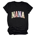 Détail de l'applique patchwork Nana sur un T-shirt noir en coton à manches courtes - Noir
