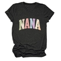 Détail de l'applique patchwork Nana avec tissus floraux sur T-shirt gris à manches courtes - Gris Chiné Noir