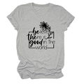 T-shirt gris à plat avec texte Believe there is good et motif graphique de marguerite - Gris Clair (Police Noire)