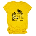 Détail du t-shirt jaune en coton avec imprimé tournesol et slogan positif inspirant - Jaune (Police Noire)