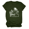 Détail d'un t-shirt vert foncé avec slogan blanc et imprimé graphique de marguerite - Vert Armée (Police Blanche)