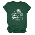 Détail du t-shirt vert forêt avec imprimé marguerite Believe there is good élégant - Vert Rétro (Police Blanche)