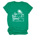 Détail de l'imprimé inspirant blanc sur un T-shirt vert à manches courtes pour femmes - Vert Foncé (Police Blanche)