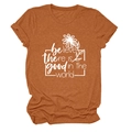 Détail du t-shirt orange brûlé avec motif marguerite et texte positif sur le devant - Orange Brûlé (Police Blanche)