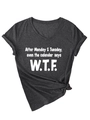 Détail d'un T-shirt gris foncé à col en V avec texte blanc et nœud latéral élégant - S / Gris Chiné (Police Blanche)