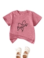 Détail du t-shirt rose Besties pour enfants avec motif cœur et sandales en dentelle - Pêche / 90cm