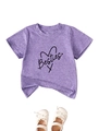 Détail du t-shirt violet pour enfants avec imprimé Besties et motif de coeur - Violet / 90cm