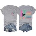 Flat lay of gray t-shirt with slogan text and distressed blue denim shorts set - Light Gray (Black Print)