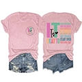 Detail of pink heather t-shirt with inspirational typography and round neck style - Pink (Black Print)